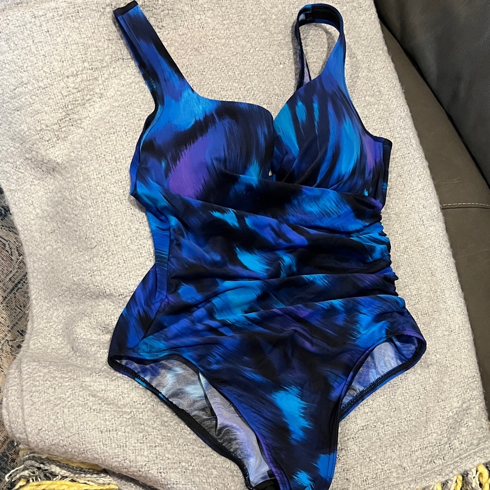 Miraclesuit Blue & Black Abstract One-Piece Swimsuit